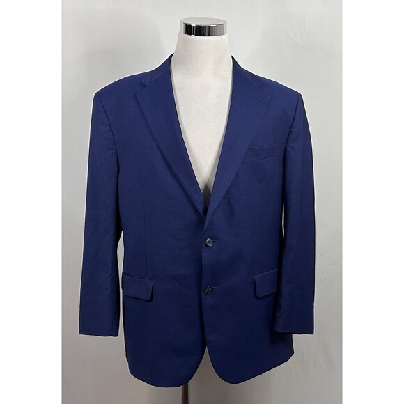 Joseph Abboud 48R Suit 40x29 Flat Front Marzatto Wool Blue Two Button Vented - Picture 2 of 13